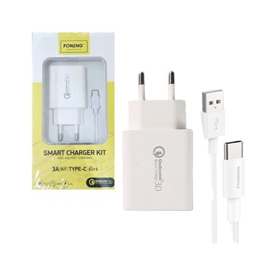 Foneng Fast Charger EU13 with Type C Cable 1USB 3A White